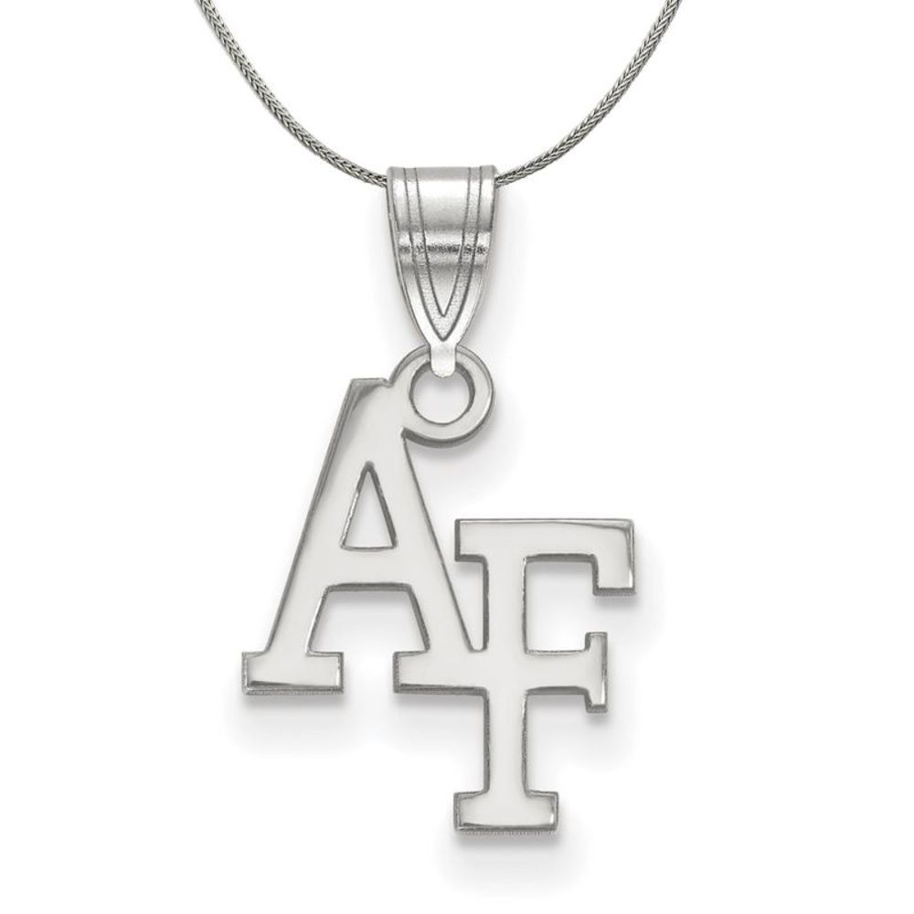 Sterling Silver Air Force Academy Small 'AF' Necklace - 20 Inch